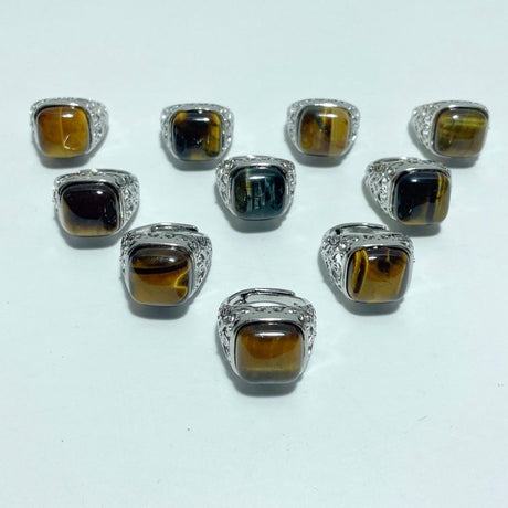 Sugar Cube Tiger Eye Ring Wholesale - Wholesale Crystals