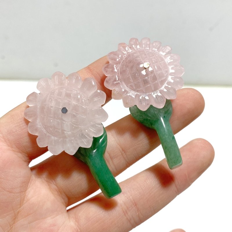 Sunflower - shaped Yellow Jade And Green Aventurine Leaf Carving Wholesale - Wholesale Crystals