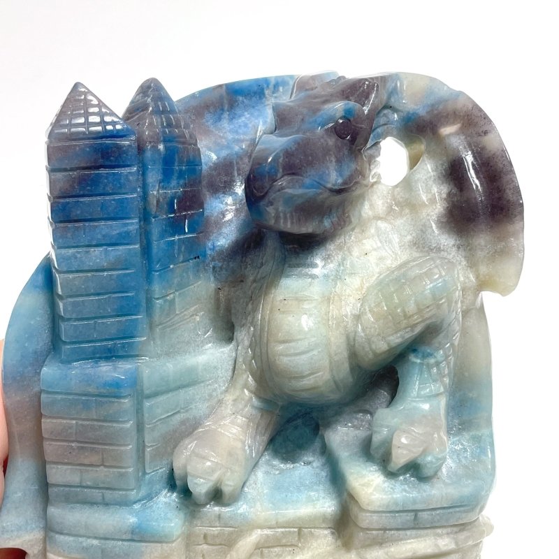 Trolleite Flying Dragon With Castle Carving - Wholesale Crystals