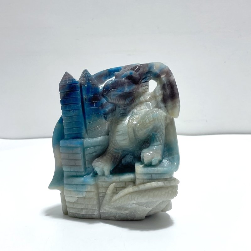 Trolleite Flying Dragon With Castle Carving - Wholesale Crystals