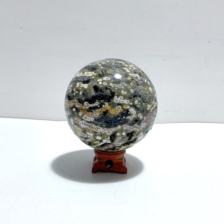 Unique 10.4CM Geode Druzy 8th Vein Ocean Jasper Sphere - Wholesale Crystals
