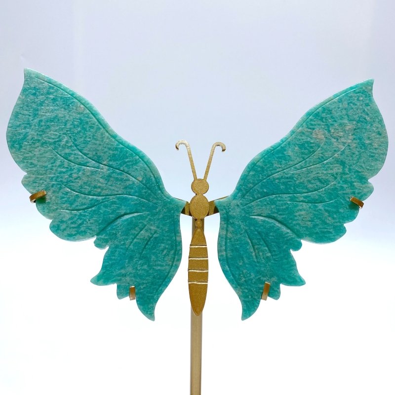 Unique Amazonite Butterfly Carving Wing With Stand - Wholesale Crystals