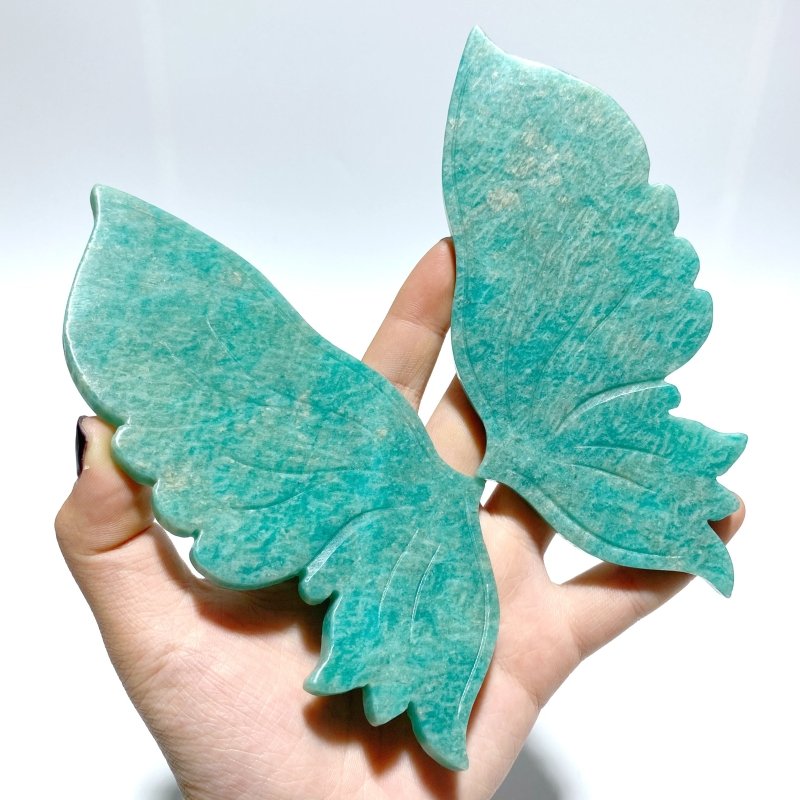Unique Amazonite Butterfly Carving Wing With Stand - Wholesale Crystals