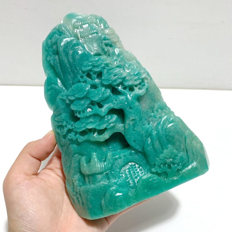 Unique Amazonite Landscape Pavilion Carving 7 - Wholesale Crystals