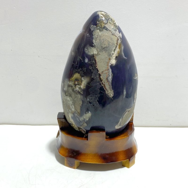 Unique Amethyst Mixed Geode Agate Calcite Dinosaur Egg Home Decor With Stand - Wholesale Crystals