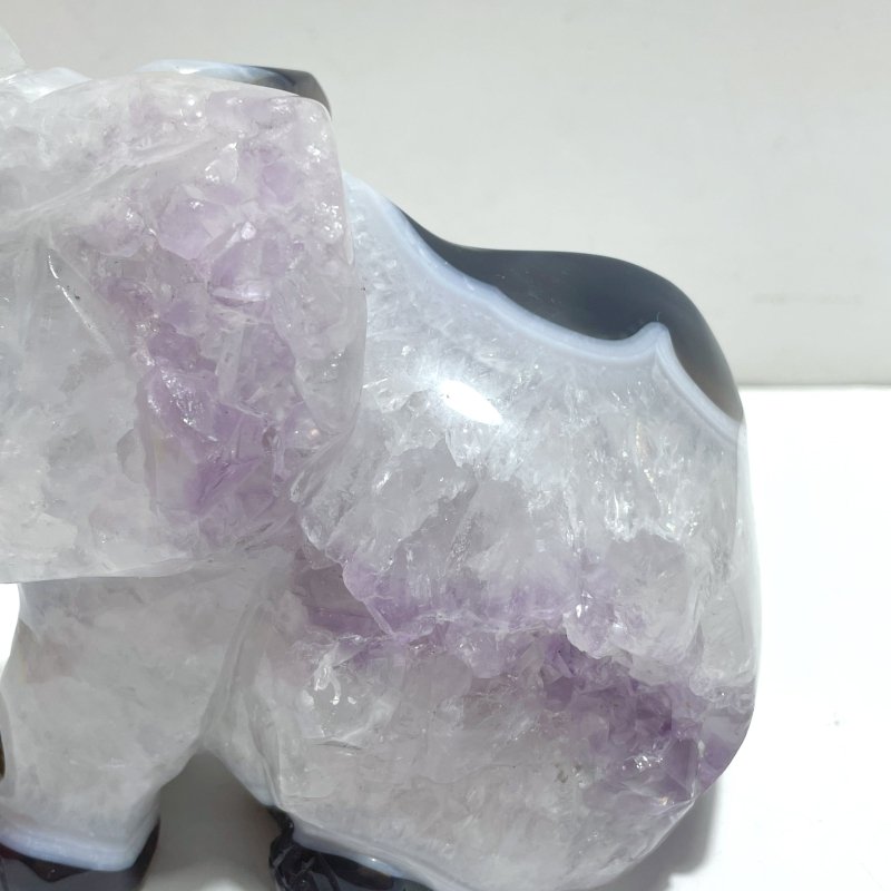Unique Amethyst Mixed Geode Agate Druzy Elephant Animal Carving A10 - Wholesale Crystals