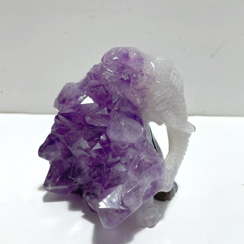 Unique Amethyst Mixed Geode Druzy Agate Elephant Animal Carving A11 - Wholesale Crystals