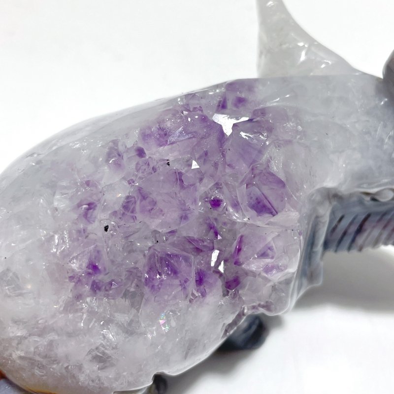 Unique Amethyst Mixed Geode Druzy Agate Elephant Animal Carving A12 - Wholesale Crystals