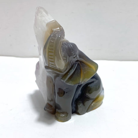 Unique Amethyst Mixed Geode Druzy Agate Elephant Animal Carving A13 - Wholesale Crystals