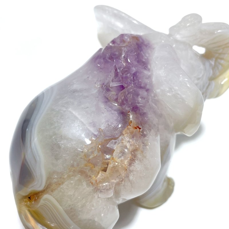 Unique Amethyst Mixed Geode Druzy Agate Elephant Animal Carving A20 - Wholesale Crystals