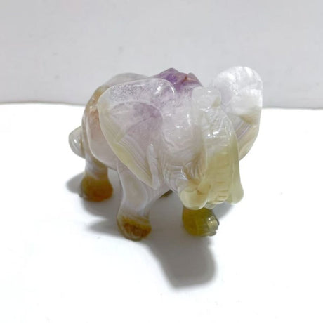 Unique Amethyst Mixed Geode Druzy Agate Elephant Animal Carving A20 - Wholesale Crystals