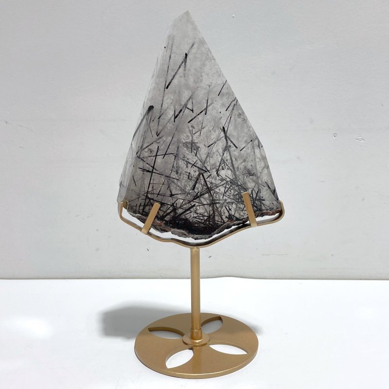 Unique Black Tourmaline Slab With Stand 3 - Wholesale Crystals