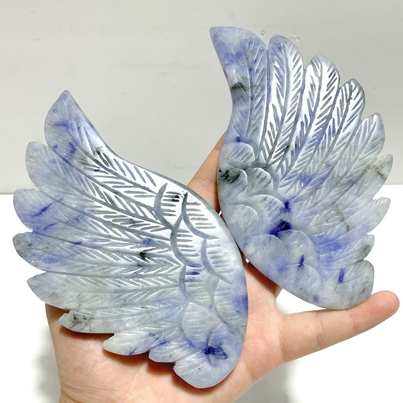 Unique Blue Aventurine Angel Wing Carving With Stand - Wholesale Crystals