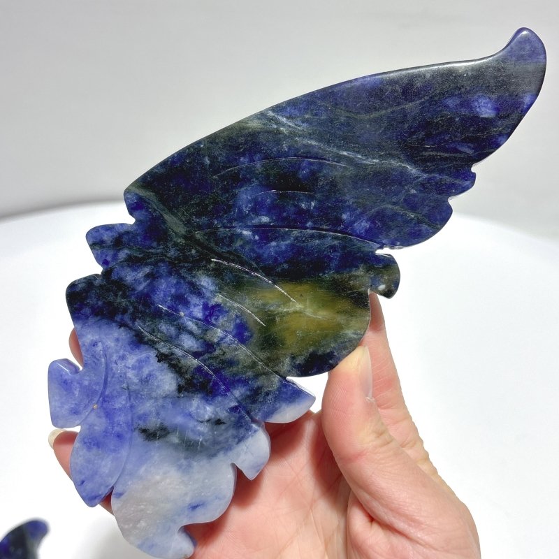 Unique Blue Sodalite Butterfly Wing Carving With Stand - Wholesale Crystals