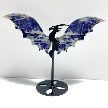 Unique Blue Sodalite Flying Dragon Wing Carving With Stand - Wholesale Crystals