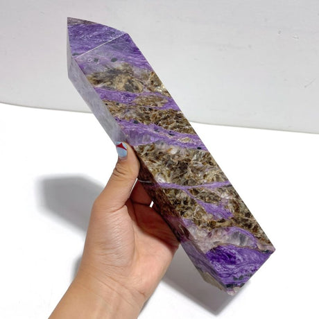 Unique Charoite Four - sided Tower For Collection A04 - Wholesale Crystals