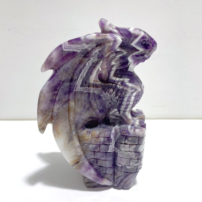 Unique Chevron Amethyst Dragon Castle Carving - Wholesale Crystals