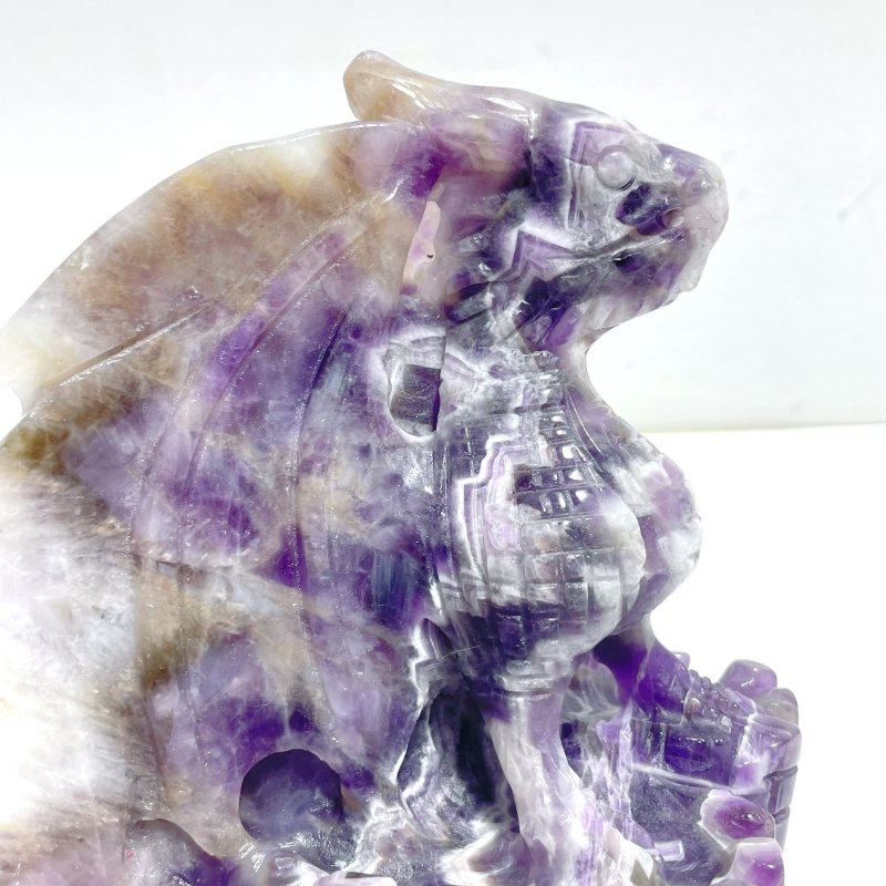 Unique Chevron Amethyst Flying Dragon Castle Carving - Wholesale Crystals