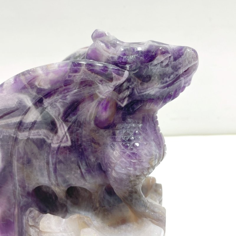 Unique Chevron Amethyst Flying Dragon Castle Carving - Wholesale Crystals