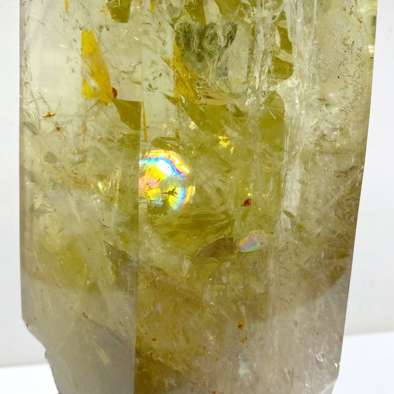 Unique Citrine Tower Point Raw Bottom With Rainbow -Wholesale Crystals