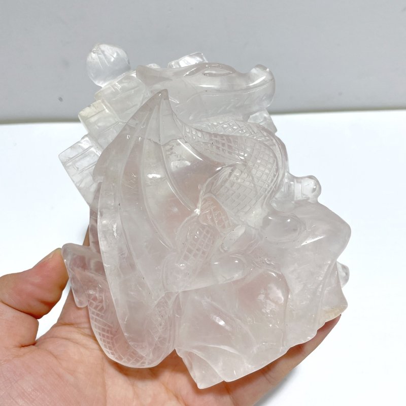 Unique Clear Quartz Flying Dragon Castle Carving - Wholesale Crystals