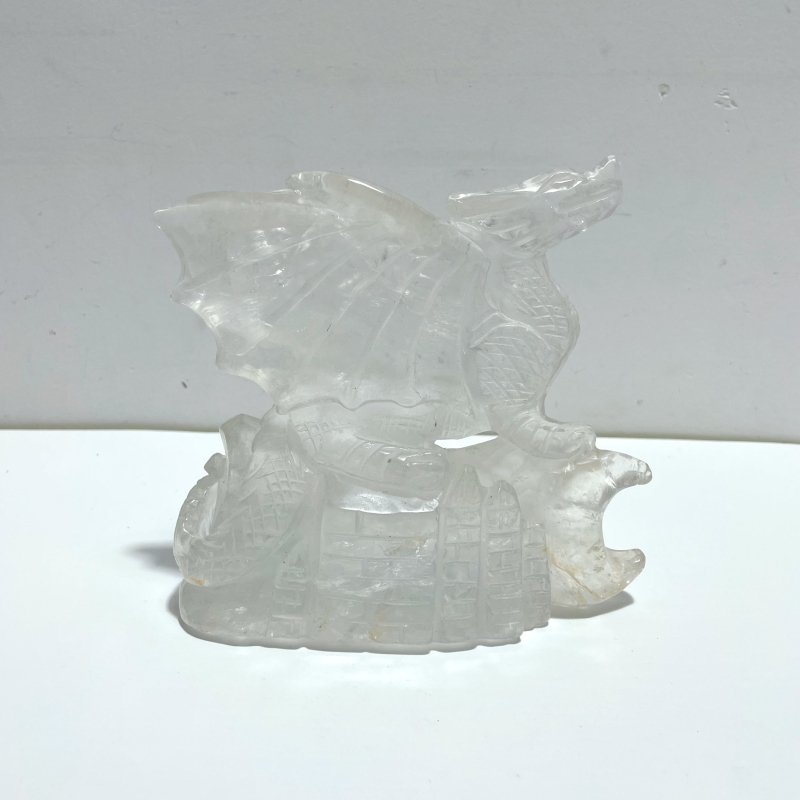 Unique Clear Quartz Flying Dragon Castle Carving - Wholesale Crystals