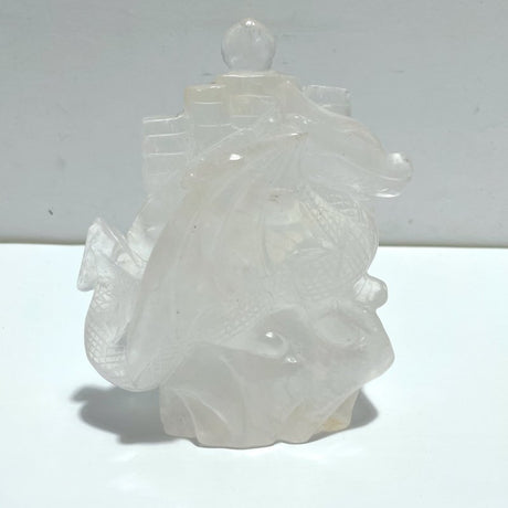 Unique Clear Quartz Flying Dragon Castle Carving - Wholesale Crystals