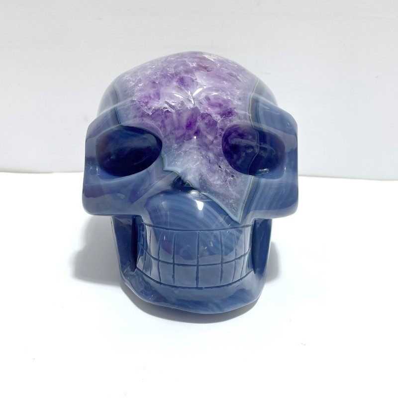 Unique Druzy Geode Amethyst Mixed Agate Skull Carving - Wholesale Crystals