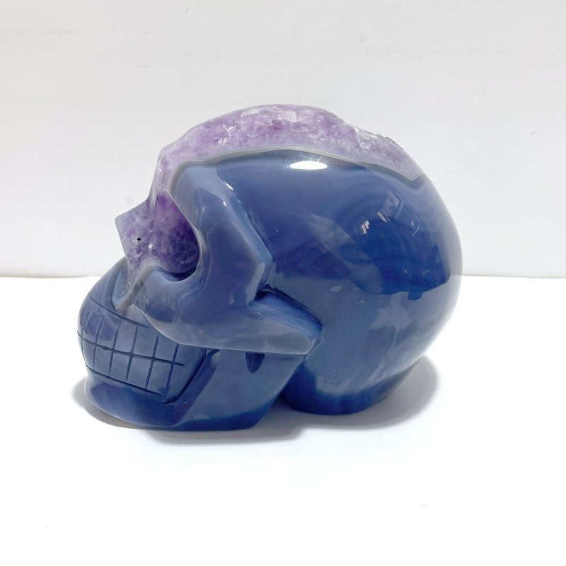 Unique Druzy Geode Amethyst Mixed Agate Skull Carving - Wholesale Crystals