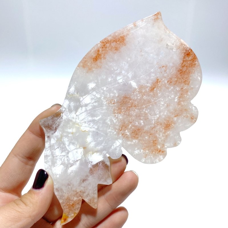 Unique Fire Quartz Butterfly Wing Carving With Stand - Wholesale Crystals