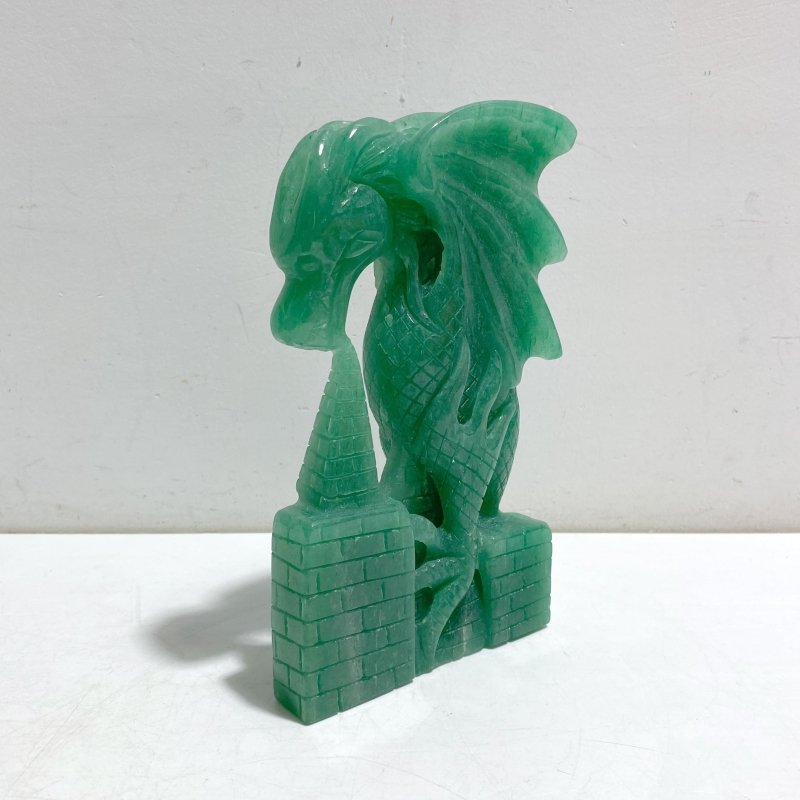 Unique Green Aventurine Flying Dragon Castle Carving 2 -Wholesale Crystals