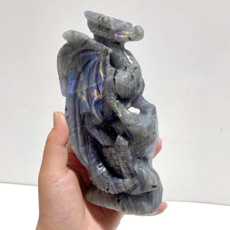 Unique Labradorite Flying Dragon Castle Carving - Wholesale Crystals