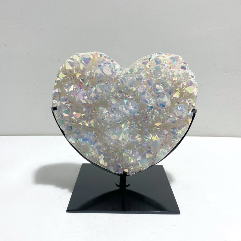 Unique Large Aura Quartz Cluster Heart With Stand 7 - Wholesale Crystals