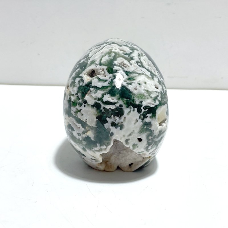 Unique Large Geode Druzy Moss Agate Skull Carving - Wholesale Crystals