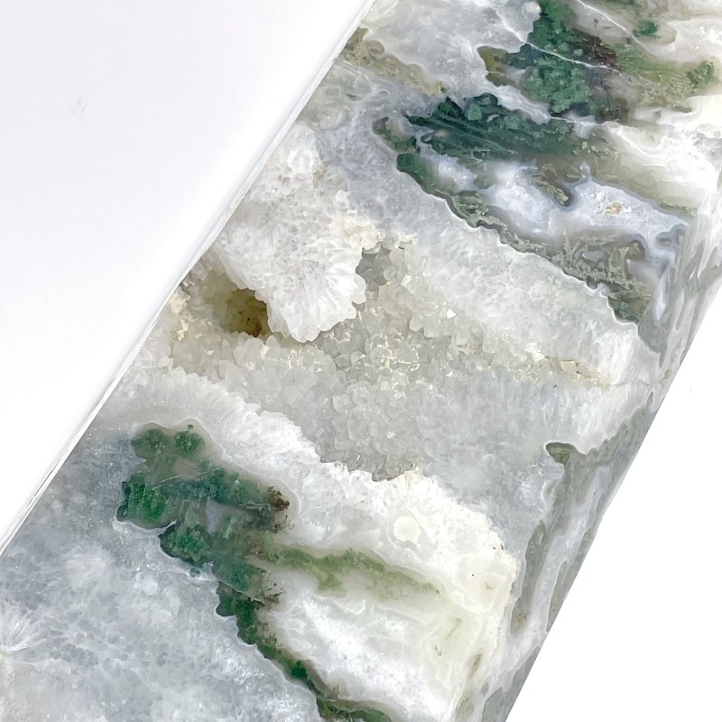 Unique Large Geode Druzy White Moss Agate Point A03 - Wholesale Crystals