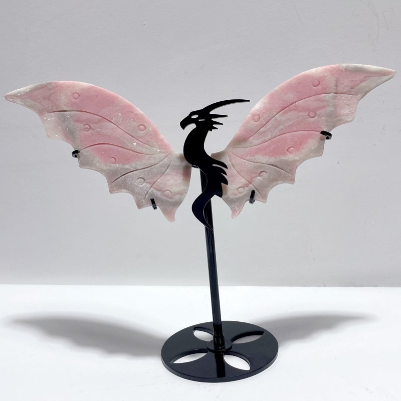 Unique Pink Opal Flying Dragon Wing With Stand - Wholesale Crystals