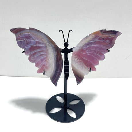 Unique Purple Agate Butterfly Wing Carving With Stand - Wholesale Crystals