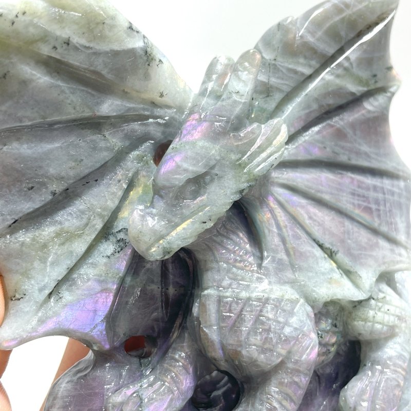 Unique Purple Labradorite Flying Dragon Carving - Wholesale Crystals