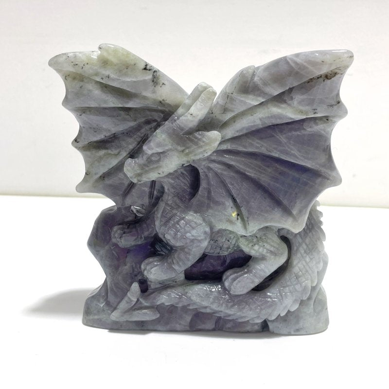 Unique Purple Labradorite Flying Dragon Carving - Wholesale Crystals