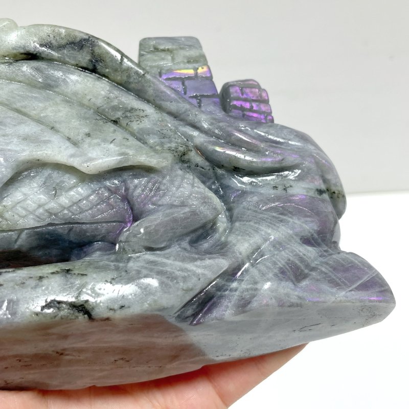 Unique Purple Labradorite Flying Dragon Castle Carving - Wholesale Crystals