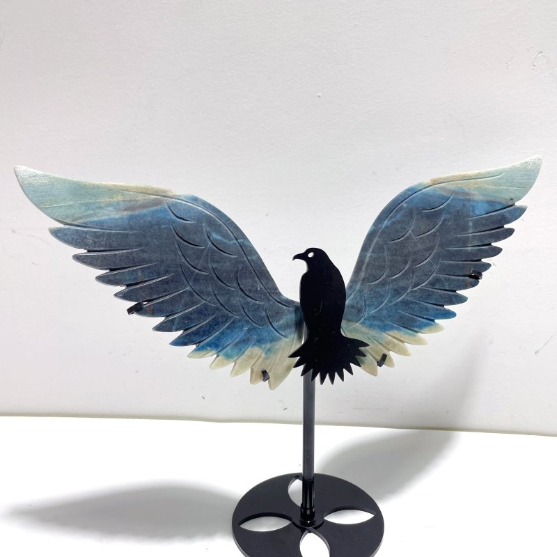 Unique Trolleite Stone Eagle Wing Carving With Stand A04 - Wholesale Crystals
