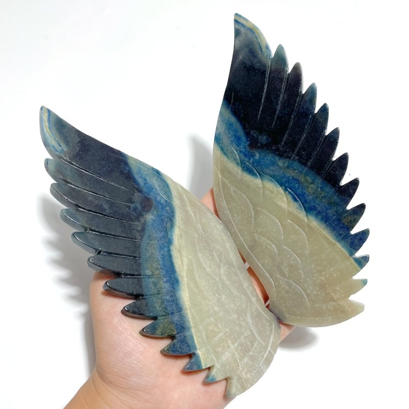 Unique Trolleite Stone Eagle Wing Carving With Stand A05 - Wholesale Crystals