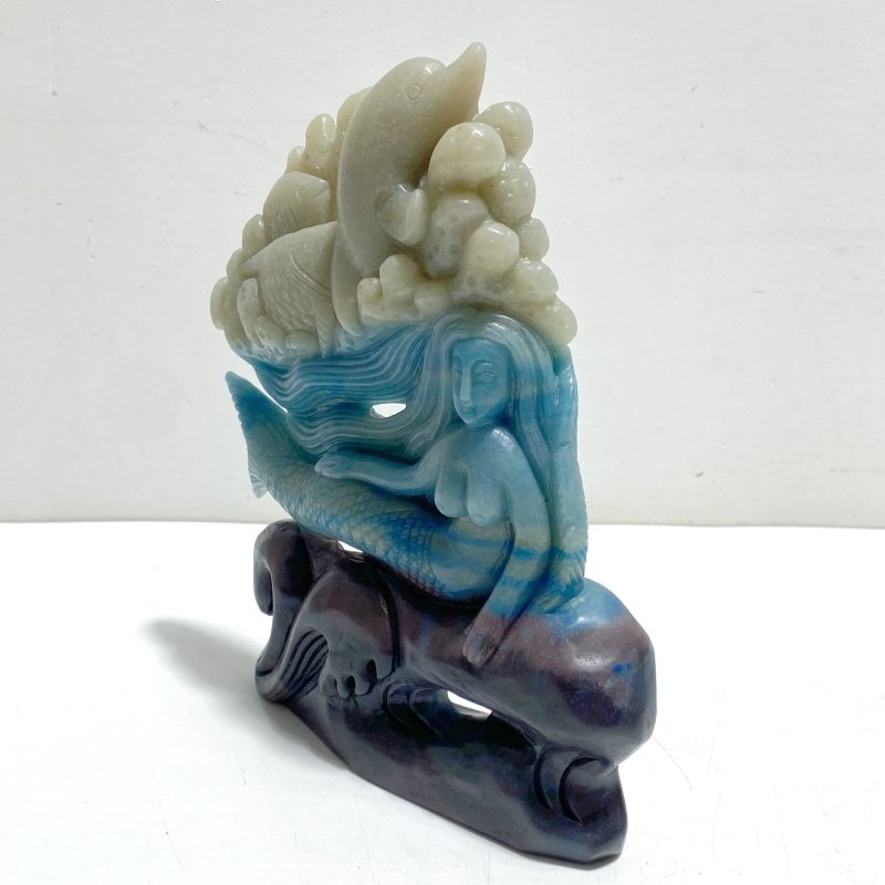 Unique Trolleite Stone Mermaid Dolphin Fish Carving - Wholesale Crystals