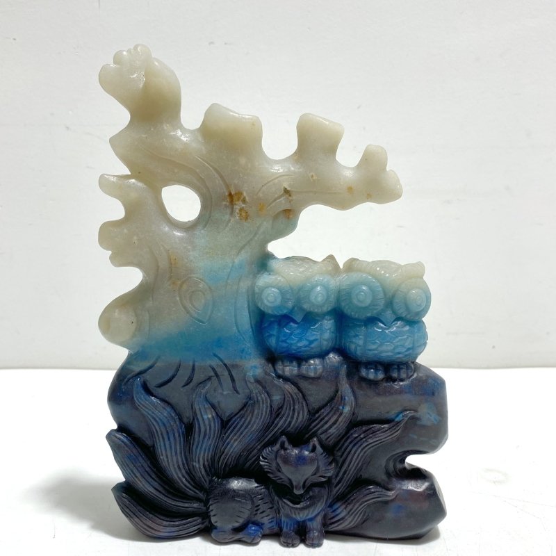 Unique Trolleite Stone Nine - tailed Owl Carving - Wholesale Crystals