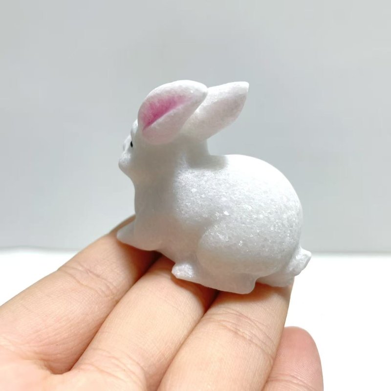 White Marbe Rabbit Carving Wholesale - Wholesale Crystals