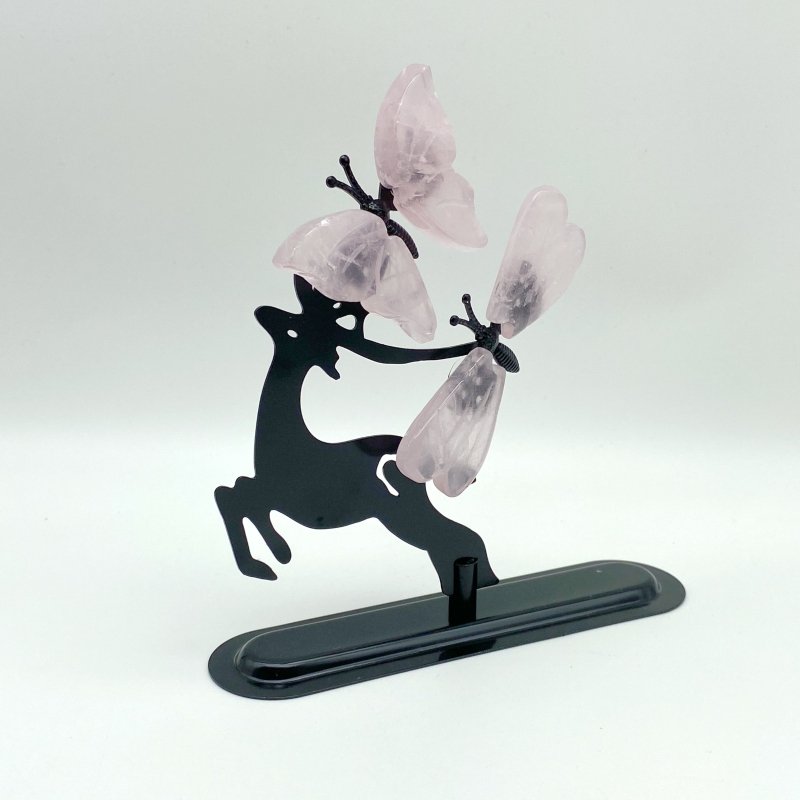 Wholesale Crystal Butterfly Wing Carving with Deer Stand (Assorted Materials) -Wholesale Crystals