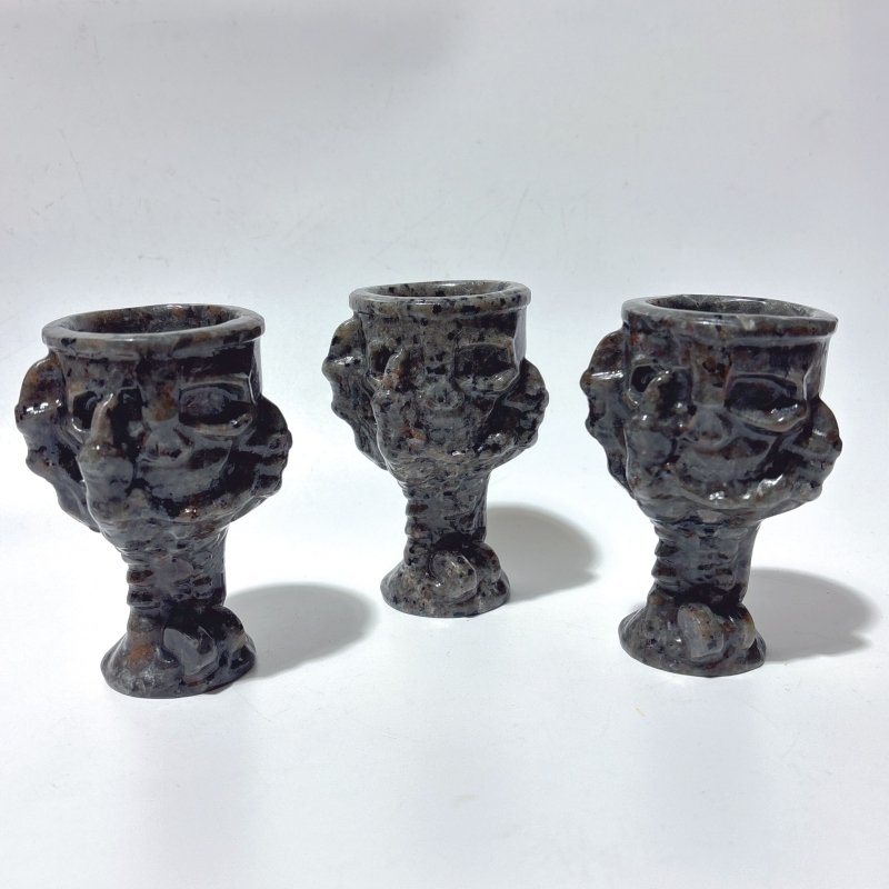 Yooperlite Stone Devil's Palm Skull Wineglass Wholesale -Wholesale Crystals