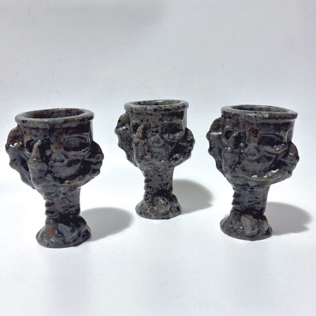 Yooperlite Stone Devil's Palm Skull Wineglass Wholesale -Wholesale Crystals