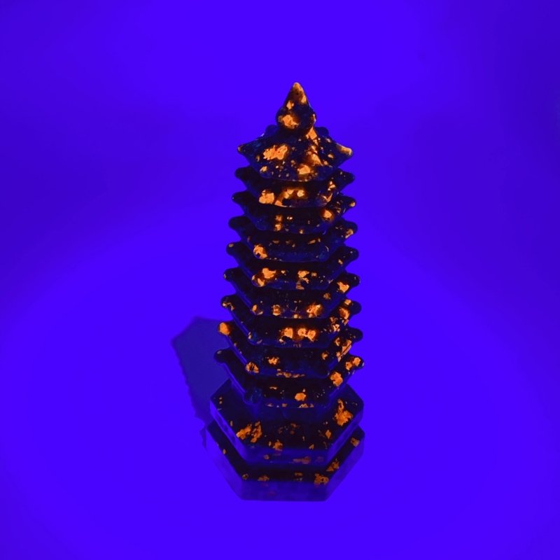Yooperlite Wenchang Tower 9 - level Pagoda Wholesale (UV Reactive) - Wholesale Crystals