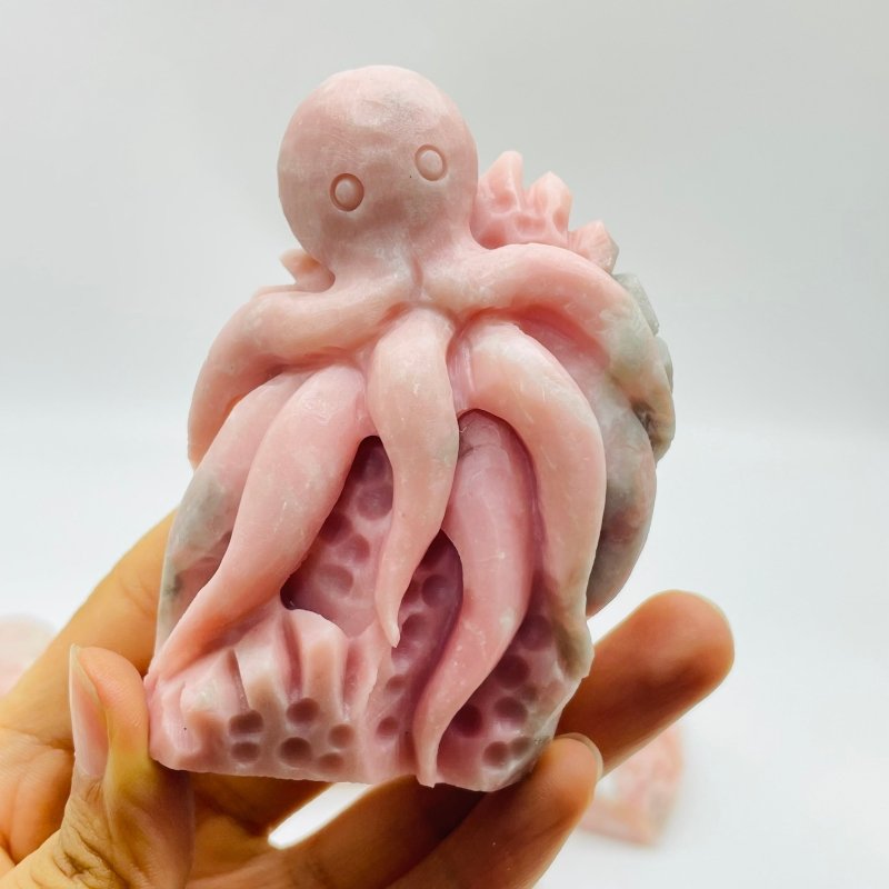 10 Pieces Beautiful Pink Opal Octopus Carving -Wholesale Crystals